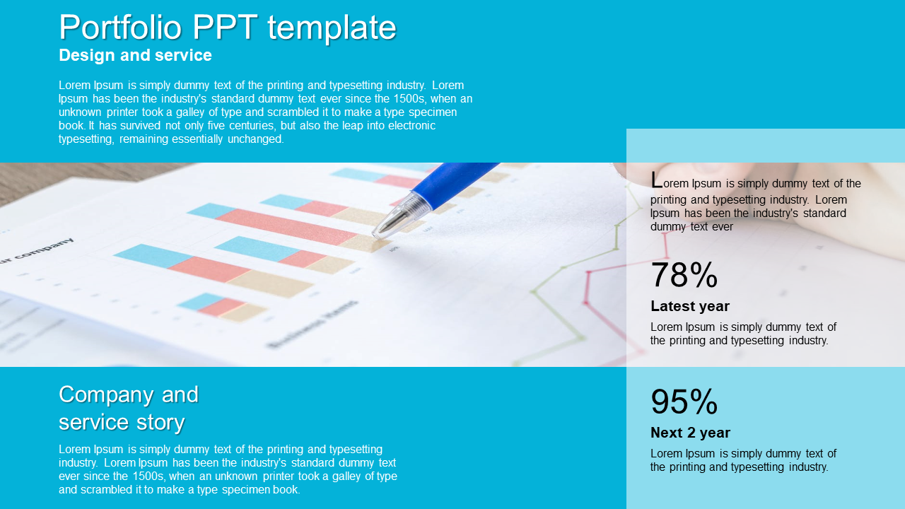 Best Portfolio PPT Template Slides With Blue Background